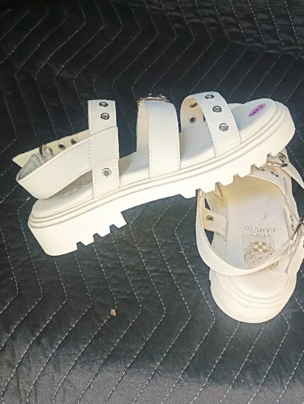 Vince Camuto White Stud-Accent Kids Buckle Sandals